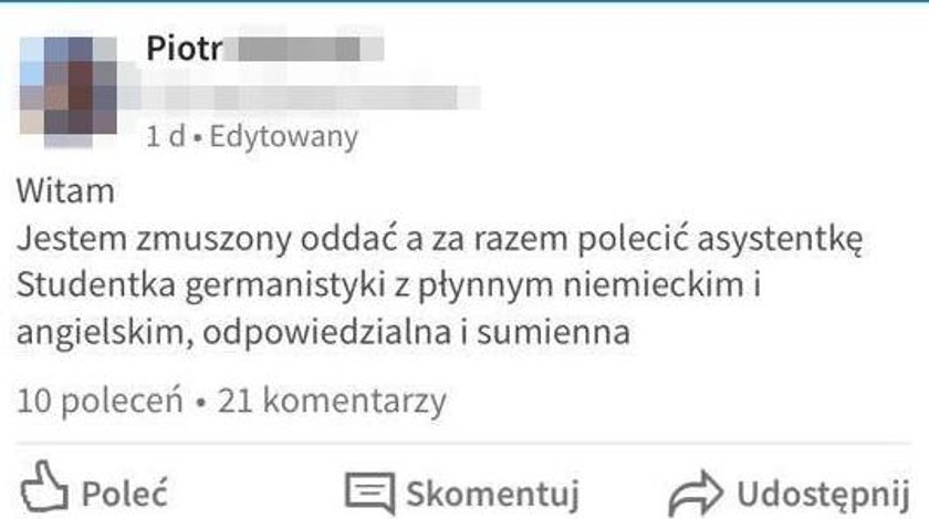 „Oddam asystentkę”... A dobrze się bzyka?"