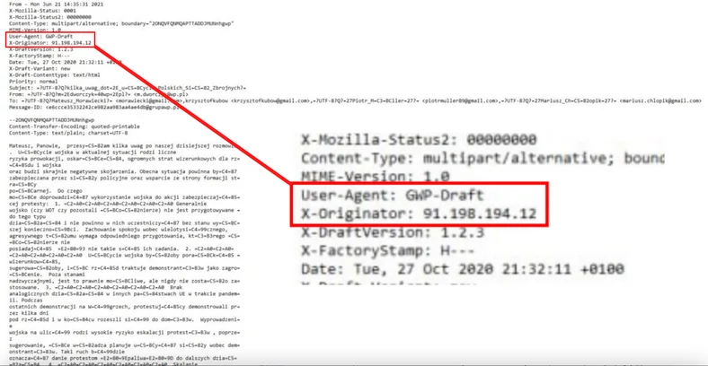 Metadane rzekomego maila ministra Dworczyka
