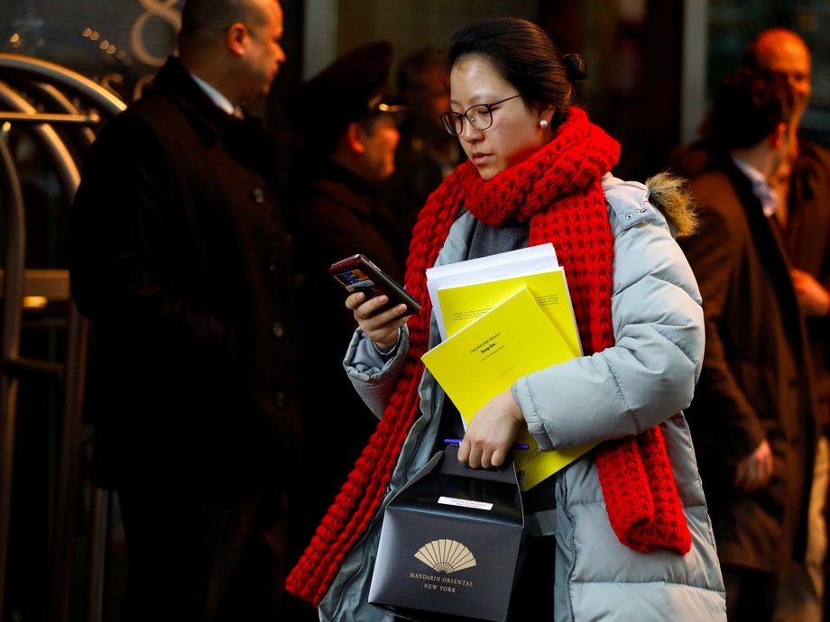 Outside a Snap "roadshow" investor meeting in New York City.