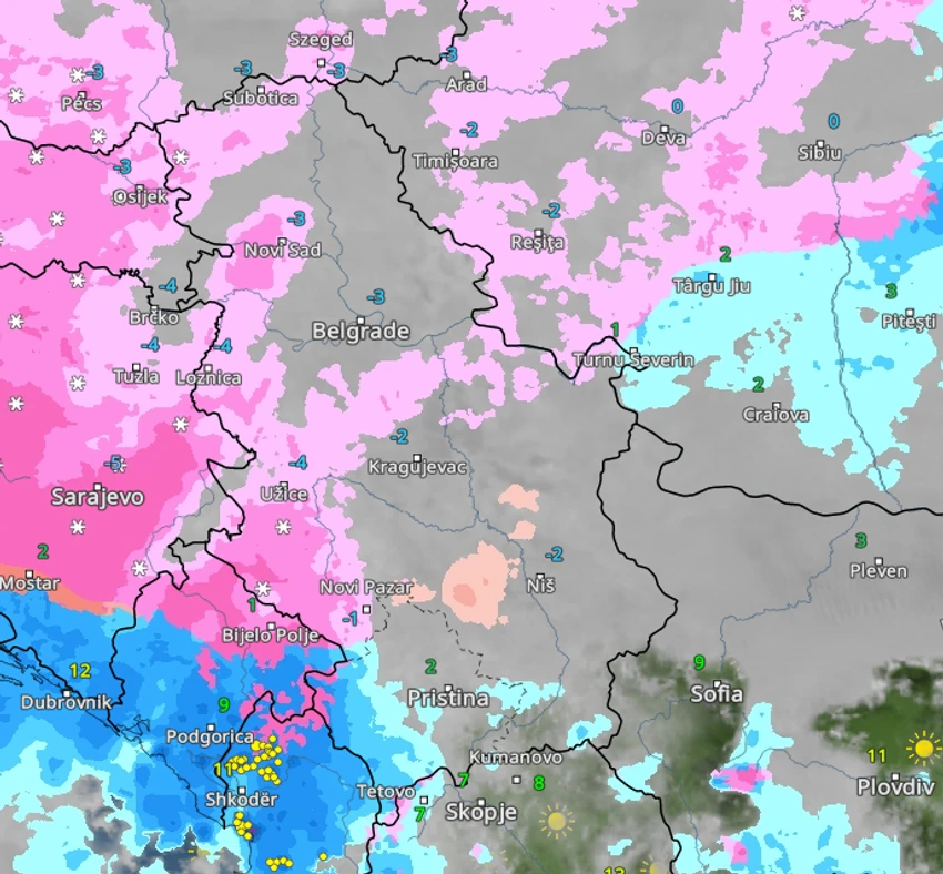Vreme u Srbiji za Božić u 11