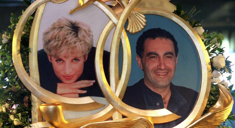 Photos of Diana and Dodi on a memorial in Harrods.Sion Touhig/Sygma via Getty Images