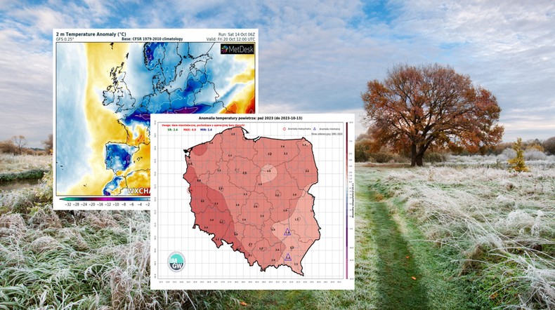 Druga połowa października zapowiada się chłodno (mapy: wxcharts.com, IMGW)