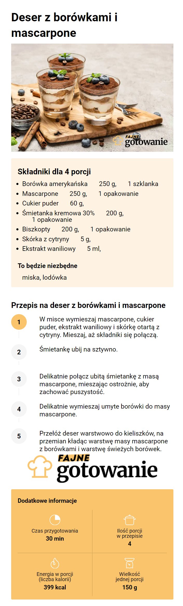 Deser z borówkami i mascarpone