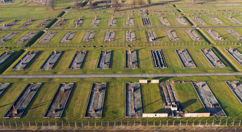 An aerial view of the Auschwitz II-Birkenau extermination camp on December 19, 2019 in Oswiecim, Poland.Christopher Furlong/Getty Images