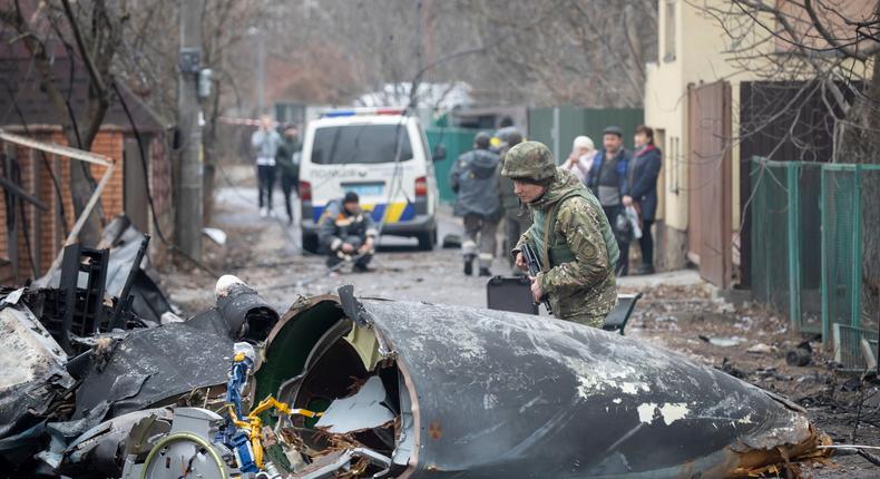 A scene in Ukraine following Russia's invasion.