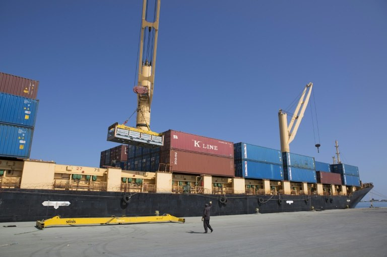 A cargo ship is seen in Berbera port in Somaliland on December 5, 2015 
