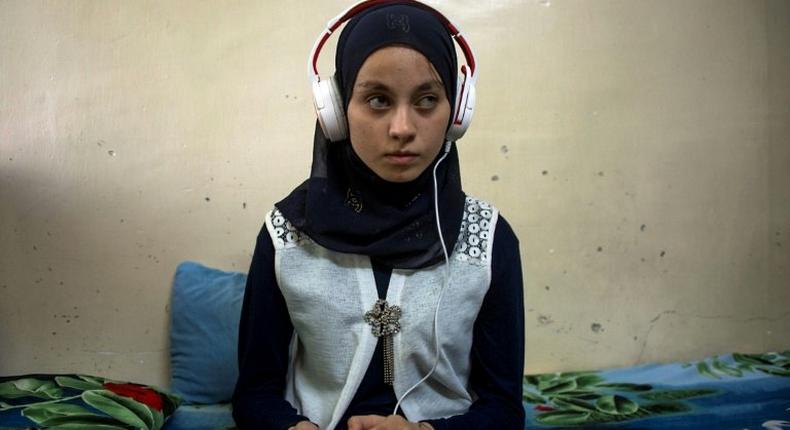 Nour al-Ta'i, a 15-year-old blind resident of East Mosul and participant in al-Ghad Star, a radio talent contest