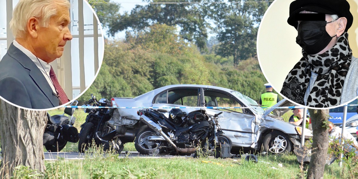 Wypadek z udziałem motocyklistów i zmotoryzowanej seniorki Zofii K. miał tragiczny finał. Ośmiu mężczyzn odniosło obrażenia, dziewiąty zginął na miejscu. Opinia biegłego na temat stanu samochodu kobiety jest szokująca.