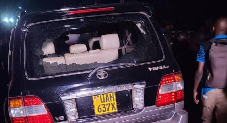 Daniel Bbosa's car was sprayed with bullets