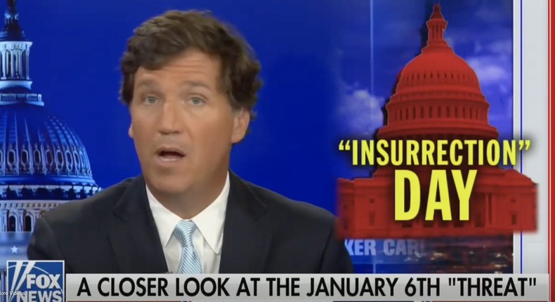 Tucker Carlson on his Fox News show on January 6, 2022.