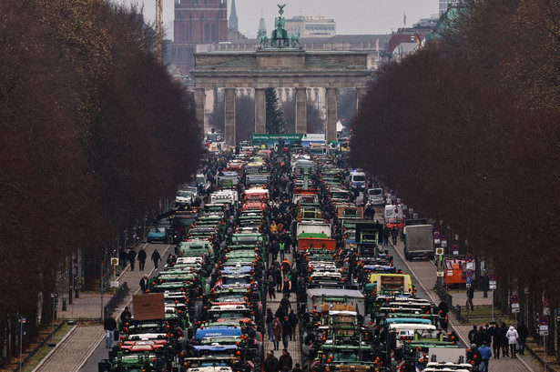 Protest rolników w Berlinie, Niemcy, 18 grudnia 2023 r.