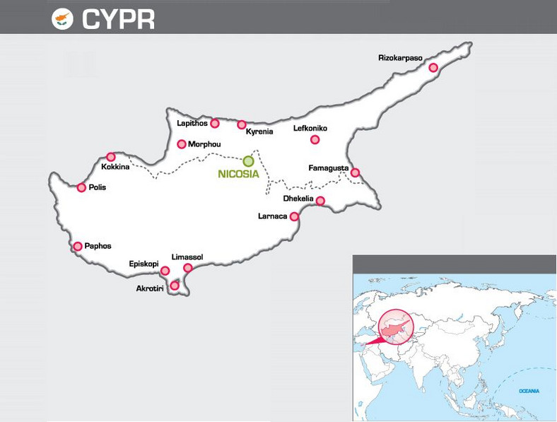 Cypr - mapa wyspy.