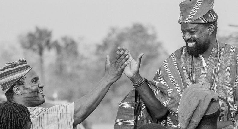 Kunle Remi and Kunle Afolayan on the set of Anikulapo [Instagram/KunleRemi]