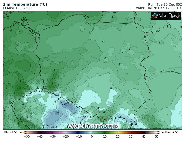 Temperatura już niemal w całej Polsce przekroczy 0 st. C.