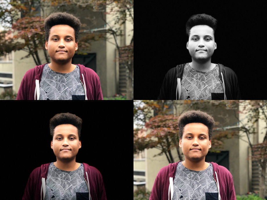 Some examples of pictures taken using the Portrait Lighting feature on the iPhone 8 Plus.