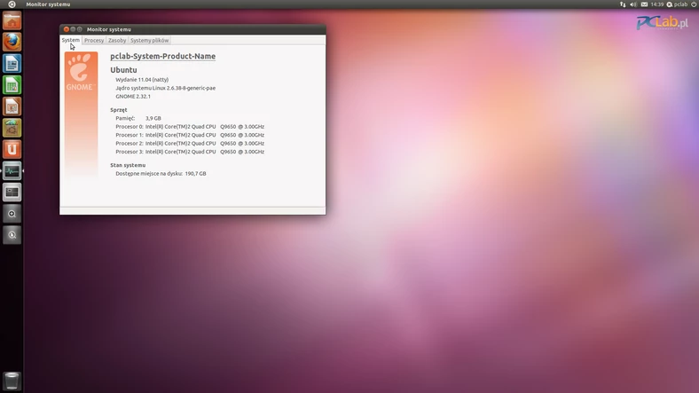 Ubuntu 11.04 desktop-i386 na jednym z redakcyjnych komputerów (kliknij, aby powiększyć)