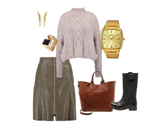 STYLIZACJE ze skórzaną spódnicą: spotkanie z przyjaciółką