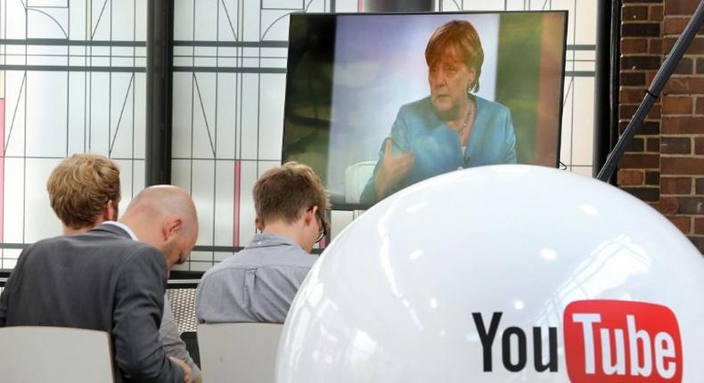 German Chancellor Angela Merkel, campaigning for the youth vote on YouTube ahead of September 24 elections