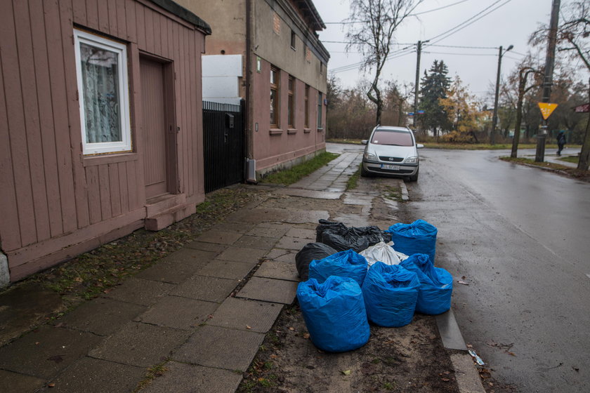 Liście zalegają w workach na łódzkich ulicach 