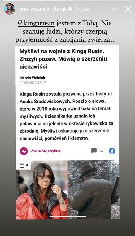 Relacja na profilu Agnieszki Woźniak-Starak
