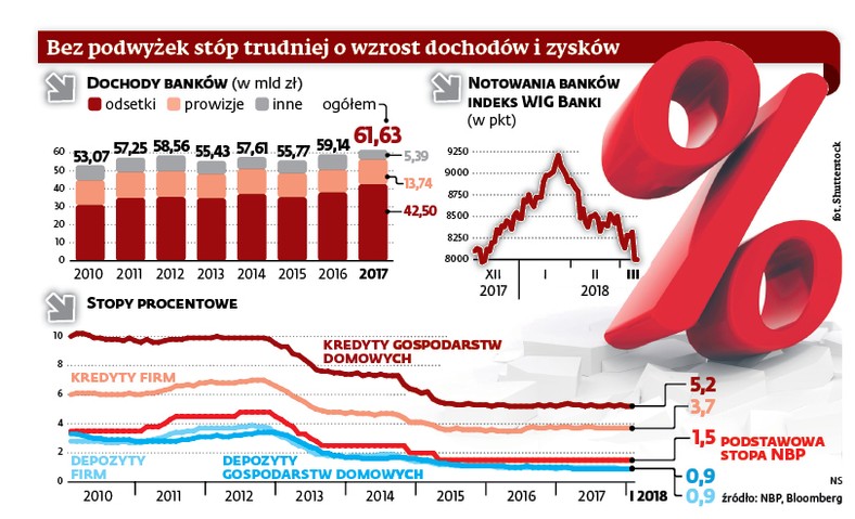 Bez podwyżek stóp trudniej o wzrost dochodów i zysków