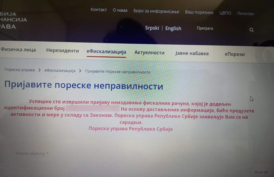 Prijavila slučaj Poreskoj upravi