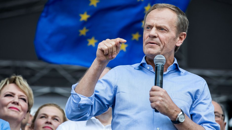 Donald Tusk w trakcie marszu "Polska w Europie". Warszawa, 18.05.2019 r.