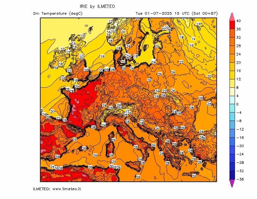Mapa temperatura u Evropi