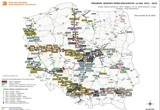 Program budowy dróg krajowych na lata 2011-2015; źródło: GDDKiA