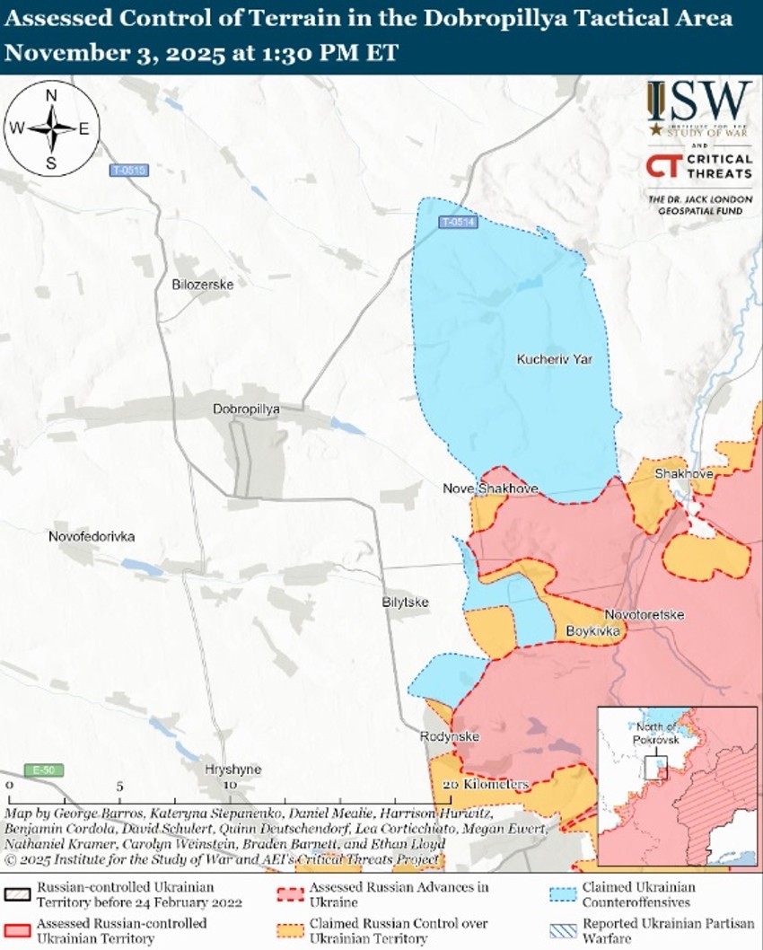 Dobropilja na mapi ISW