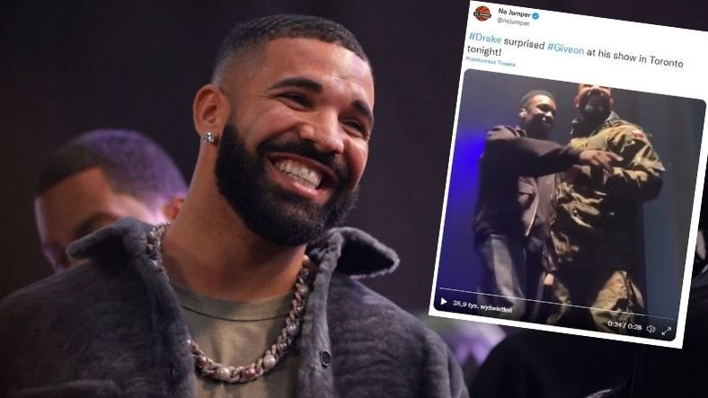 Drake zaskoczył grającego w Kanadzie Giveona i wyskoczył, by go uściskać w mundurze Wojska Polskiego