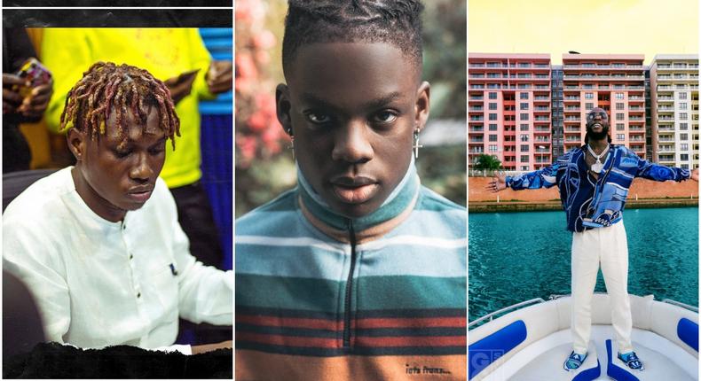 Twitter blasts Zlatan for mumbling words to Rema's 'Beamer' as Burna Boy is seen laughing. (Instagram/Zlatan_Ibile/Fader/GQ)