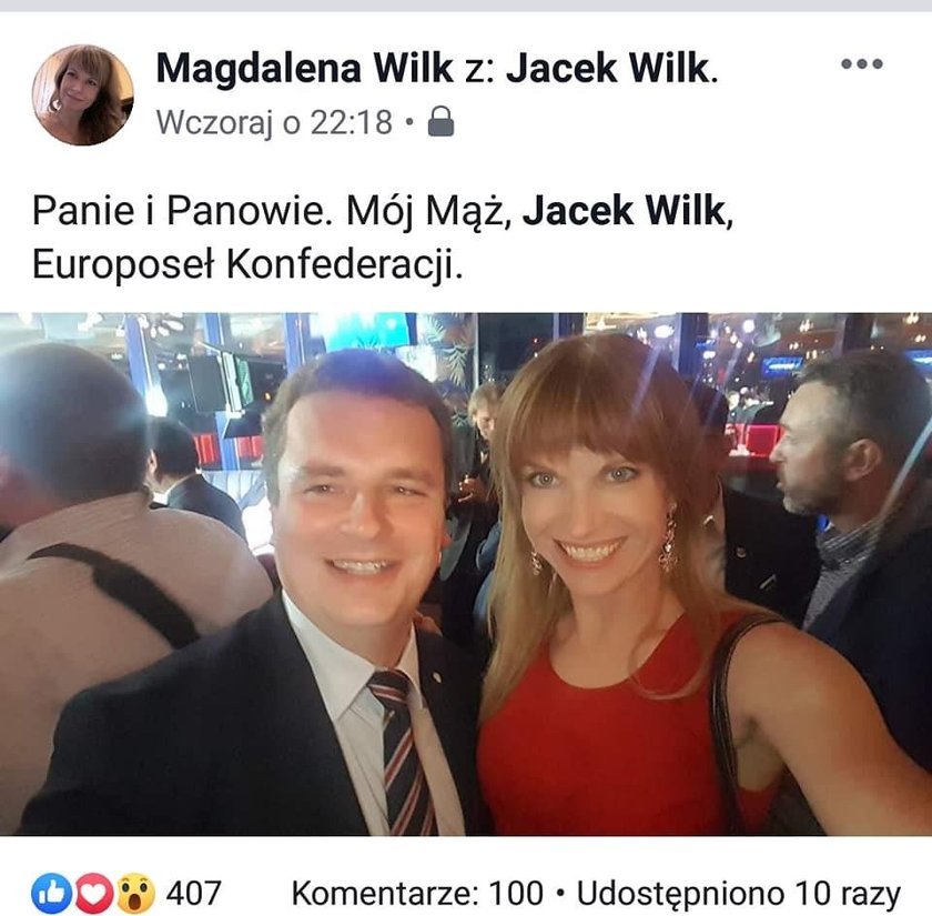 Magdalena Wilk, żona Jacka Wilka przedwcześnie pochwaliła się sukcesem męża