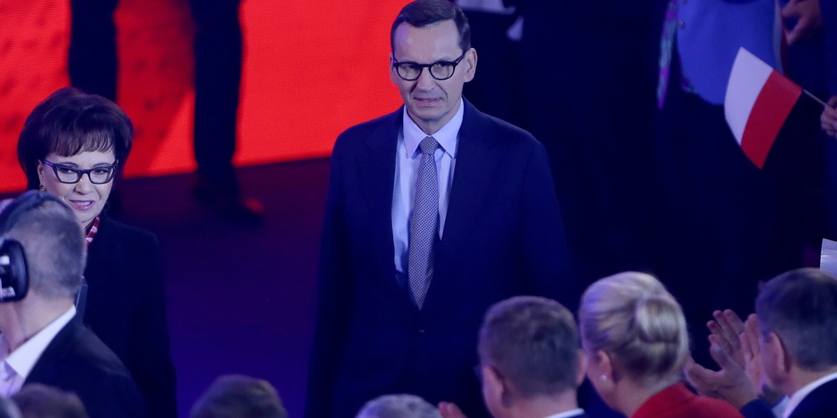 Premier Mateusz Morawiecki podczas konwencji PiS pod hasłem "Bezpieczna Polska".