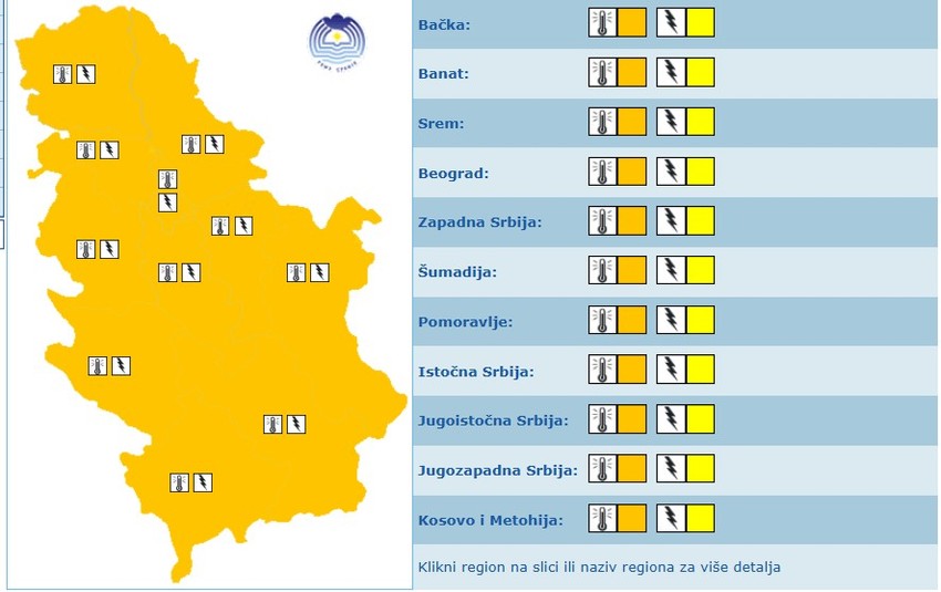 Meteoalarm za petak