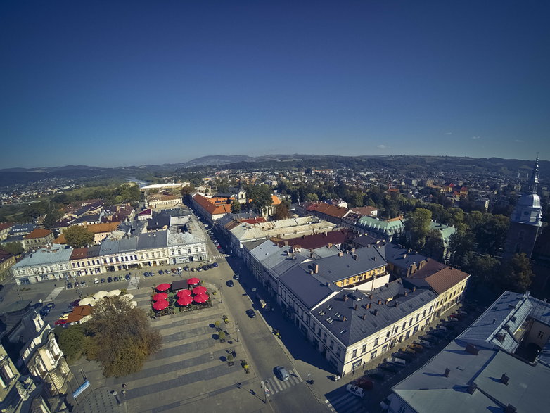 Nowy Sącz — rynek z lotu ptaka