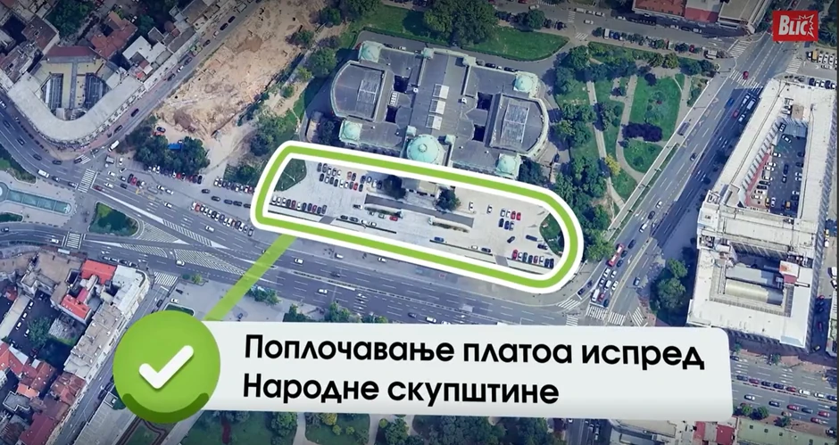 Radovi kod Narodne Skupštine - Popločavanje platoa ispred Narodne Skupštine