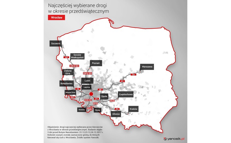 Ruch przedświąteczny z Wrocławia