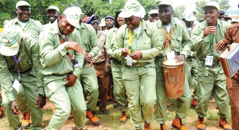 Jubilant NYSC members [The Herald Nigeria]