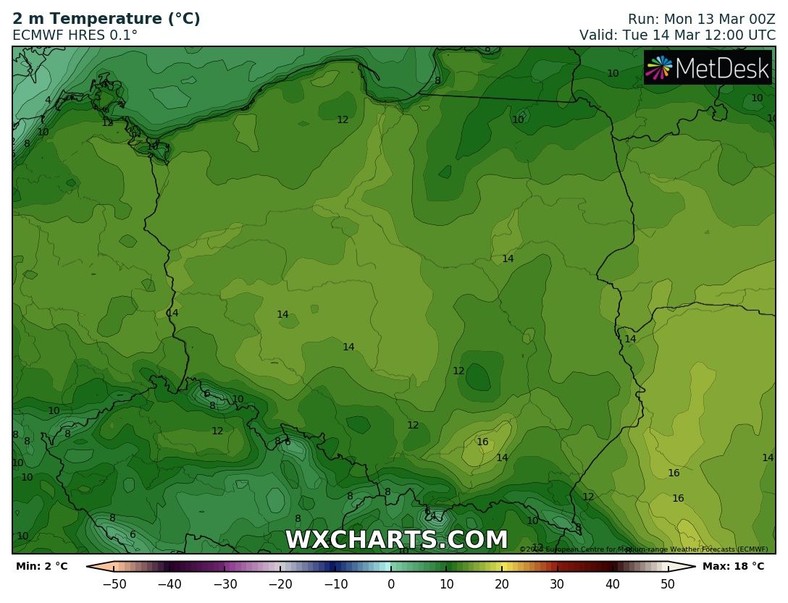 Temperatura niemal wszędzie przekroczy 10 st. C