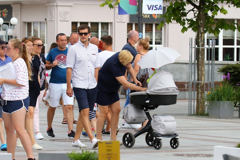 Otylia Jędrzejczak z partnerem Pawłem Przybyłą