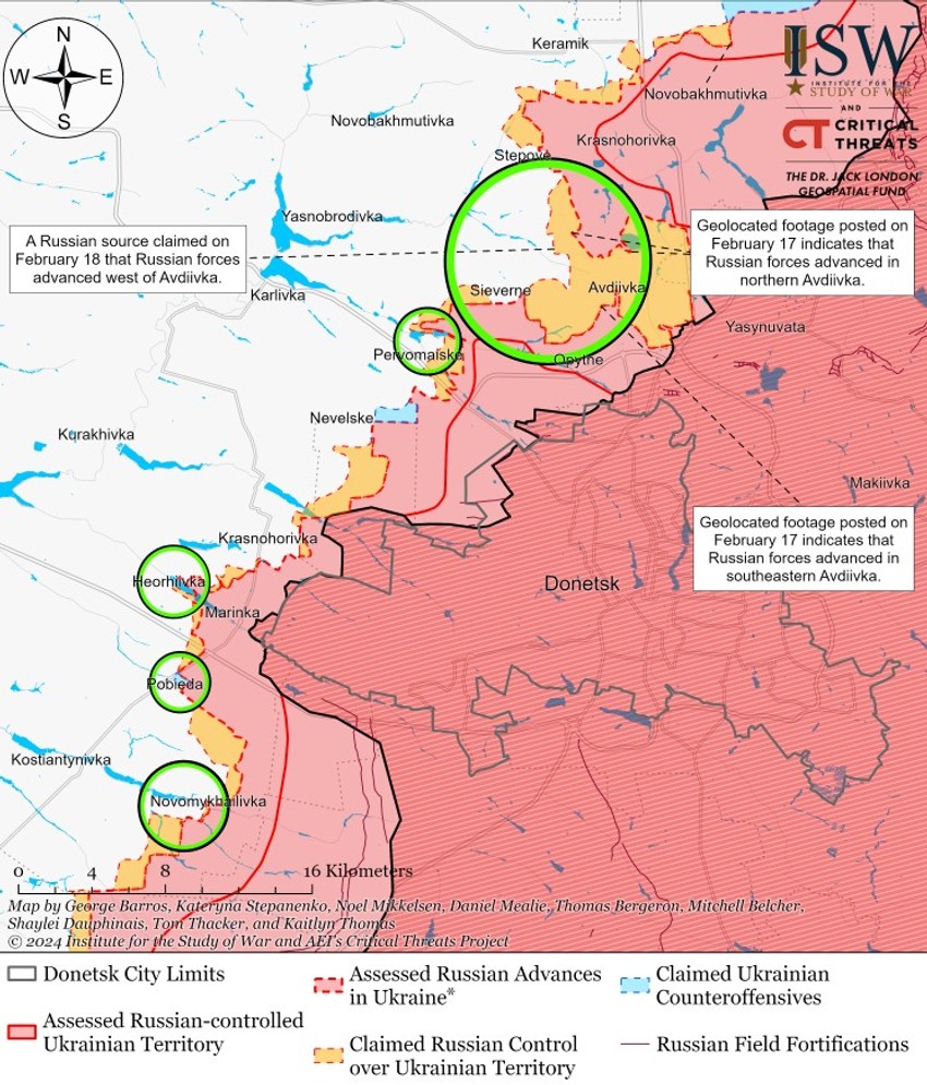 Mapa aktuelne situacije na frontu 18022024