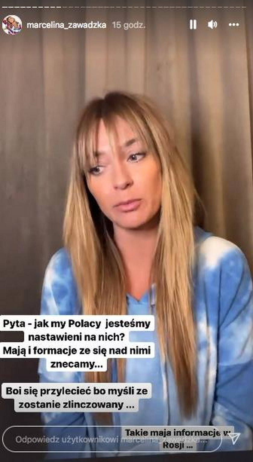 Marcelina Zawadzka o obawach znajomego Rosjanina przed przylotem do Polski.