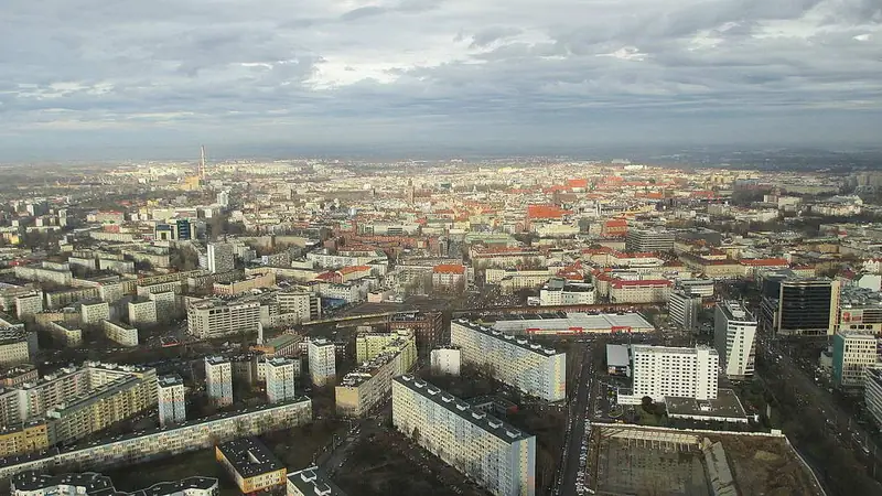 Panorama Wrocławia z &quot;Mrówkowcami&quot;, rok powstania: 1972