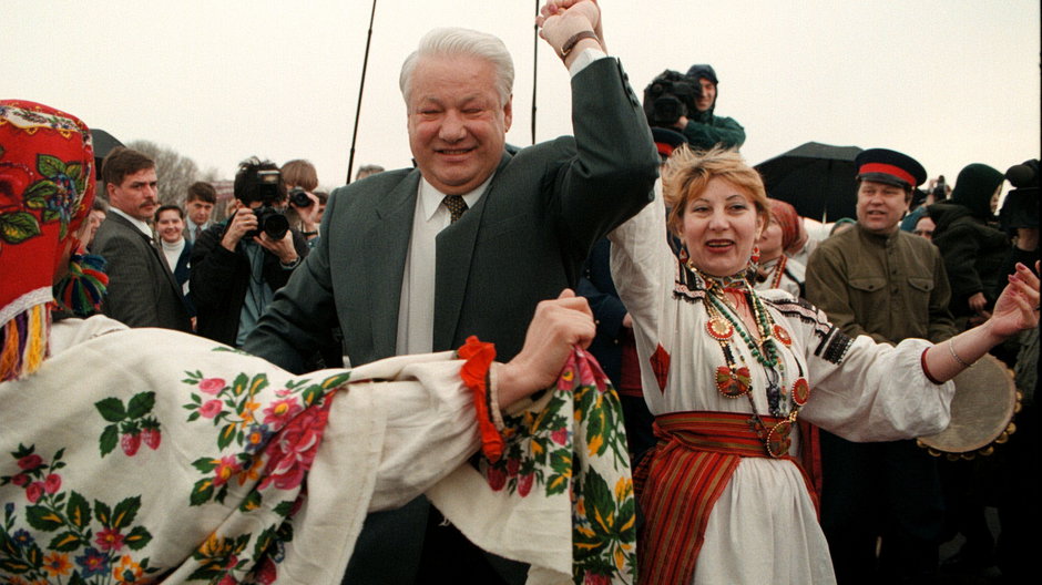 Borys Jelcyn na paradzie 1 maja, Moskwa, 1996 r.