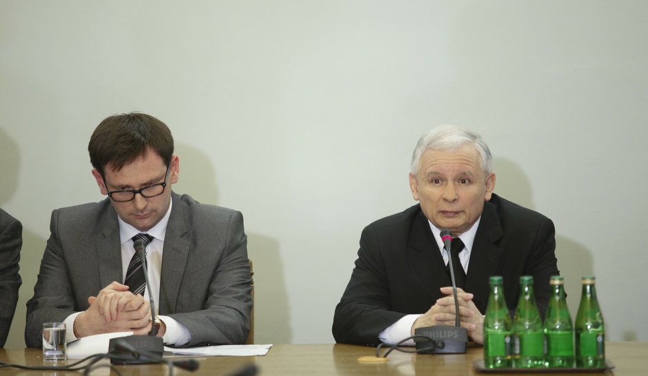 Daniel Obajtek jako wójt Pcimia i Jarosław Kaczyński w 2013 r.