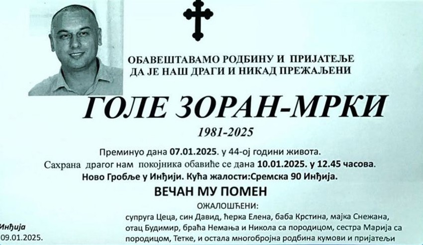 Umrlica Zorana Gole zvanog Mrki