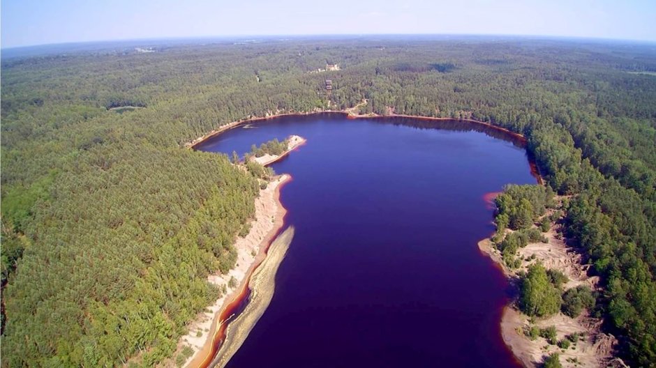 Geopark w Łęczycy. Jedno z jeziorek przypomina kształtem kontynent afrykański.