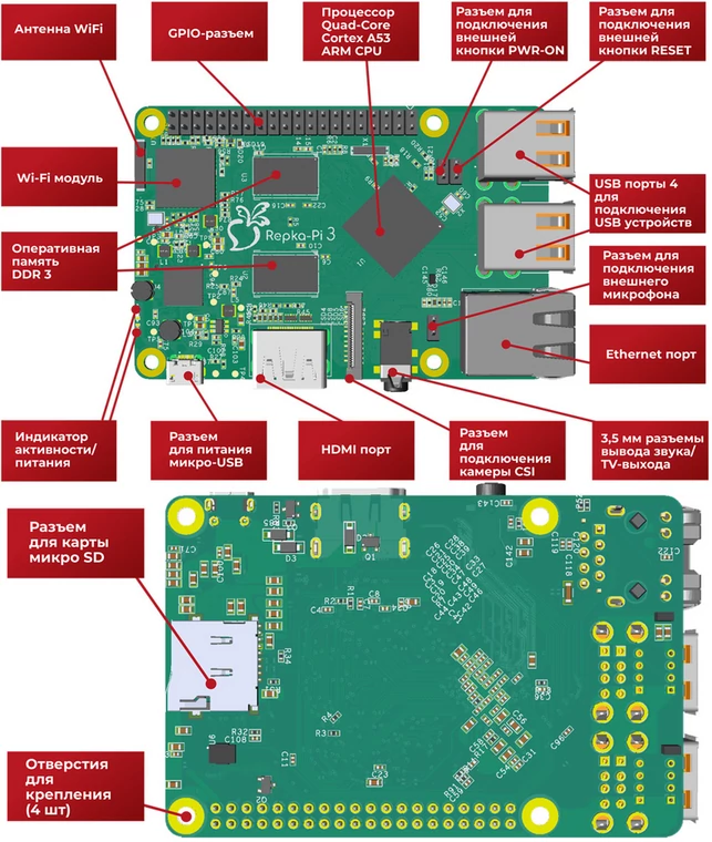 Schemat miniaturowego komputera Repka Pi