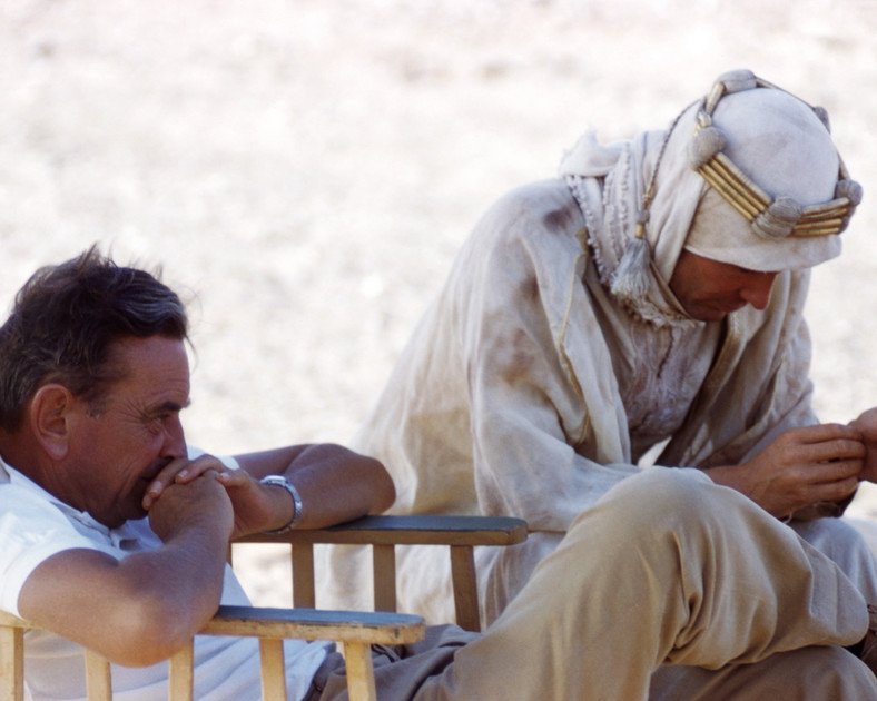 David Lean i Peter O'Toole na planie filmu "Lawrence z Arabii"